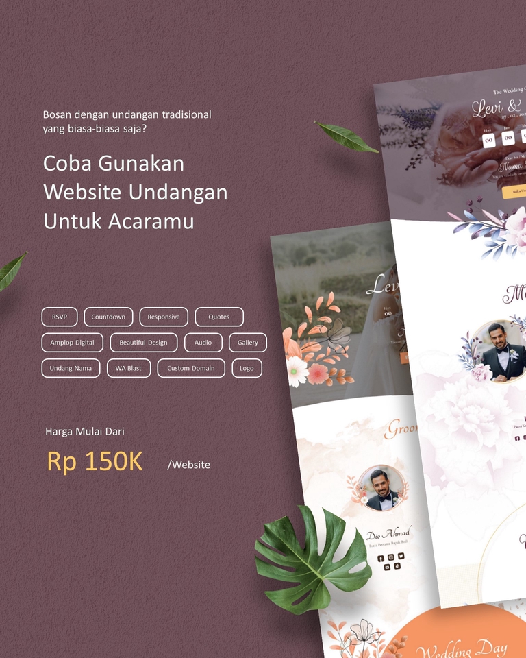 Kartu Ucapan & Video - PEMBUATAN UNDANGAN WEDDING (PERNIKAHAN) DIGITAL - Gambar, Video, Website, - 5