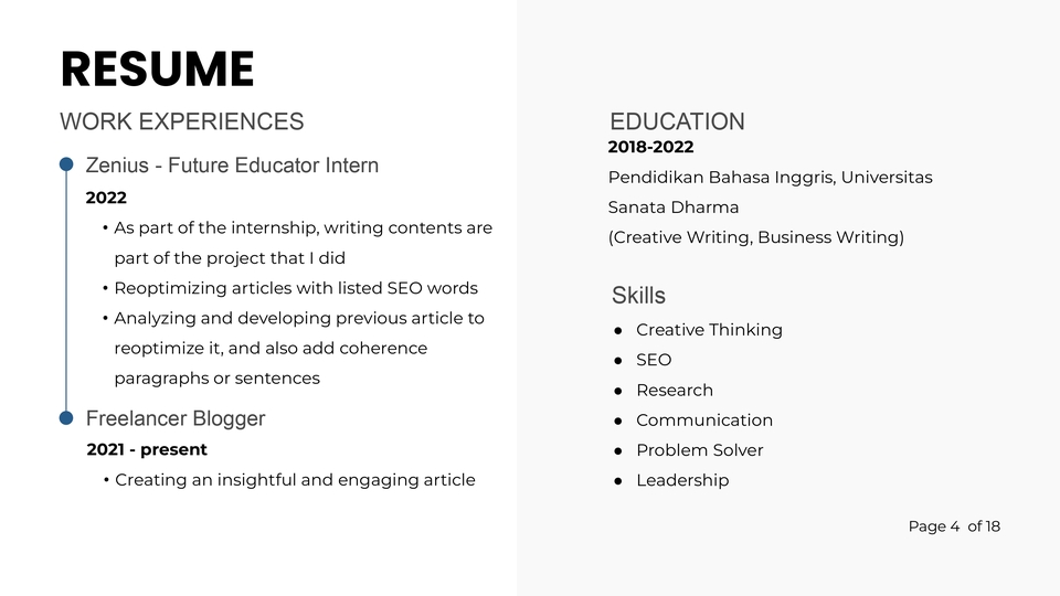 Jasa penulis konten freelance - Resume konten writer profesional