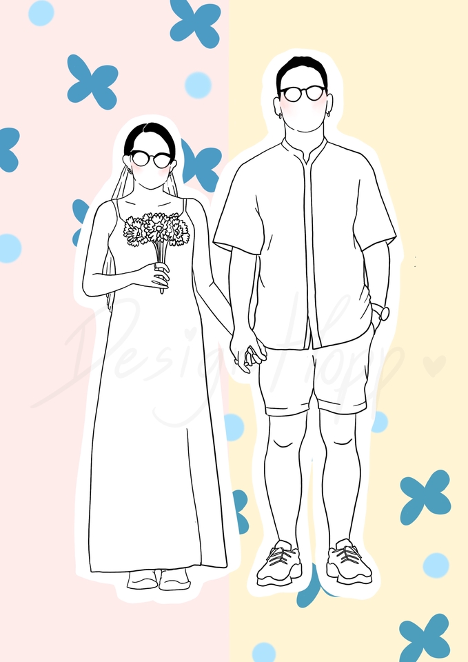 วาดภาพการ์ตูน - Design Hopp ออกแบบงานลายเส้นคน ออกแบบป้ายงานแต่ง ออกแบบการ์ด ออกแบบภาพของขวัญ วาดรูปคน - 5