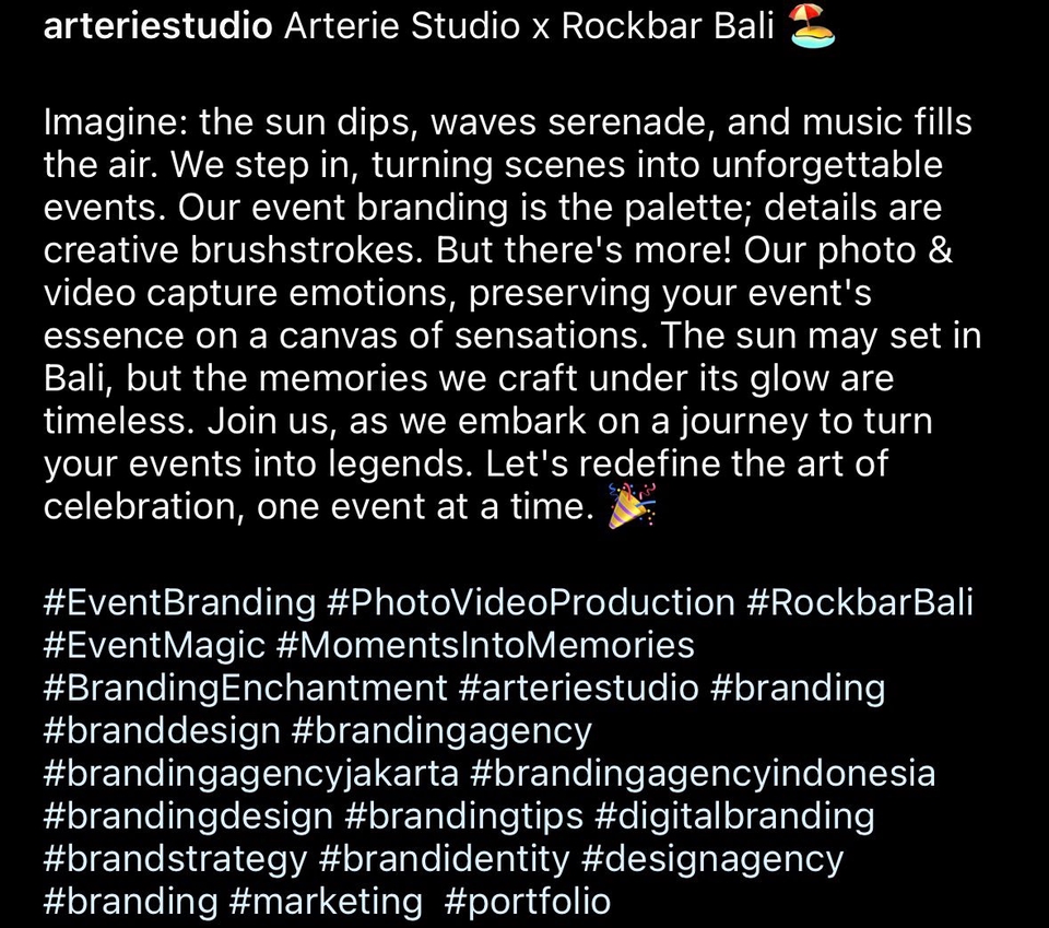 Caption ig tentang jasa desain dan branding untuk acara di bali, jasa pembuatan caption instagram, jasa caption ig, jasa caption, jasa tulis caption, jasa bikin caption instagram.