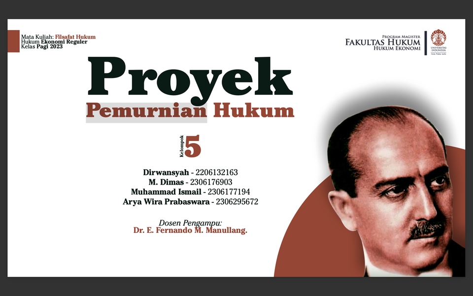 Jasa pembuatan presentasi PowerPoint Pemurnian Hukum, desain slide presentasi hukum, jasa desain powerpoint hukum.