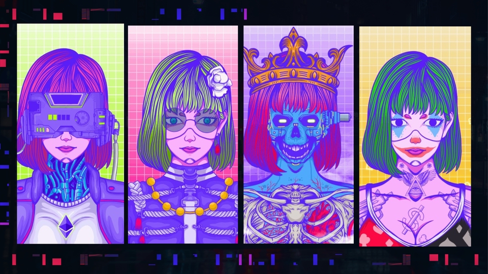 Jasa desain karakter kartun wanita dengan gaya futuristik dan cyberpunk untuk avatar vtuber