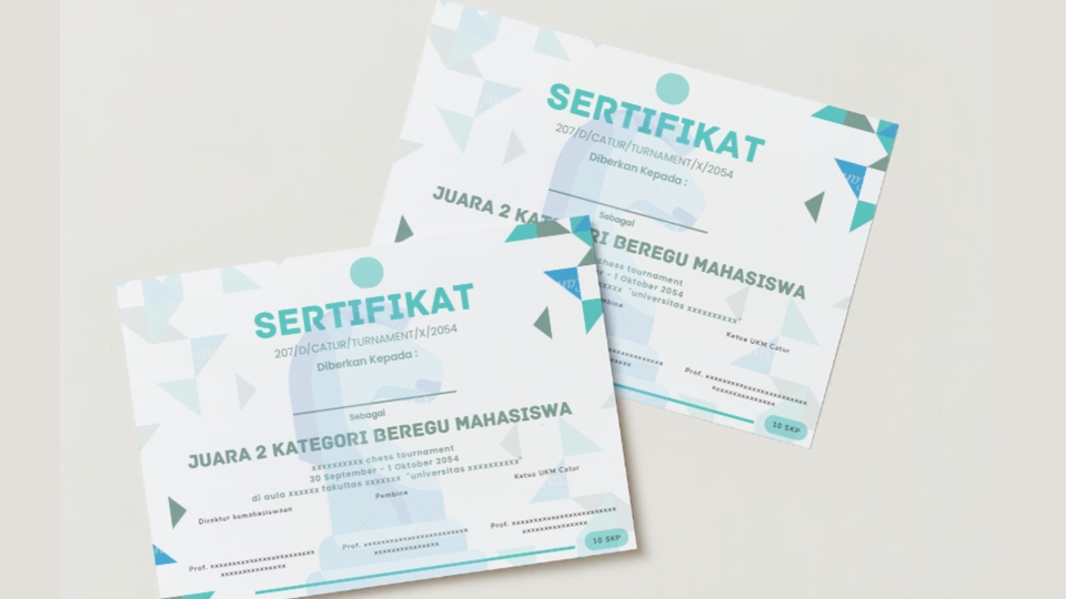 Contoh desain sertifikat juara untuk desain website dan desain grafis.