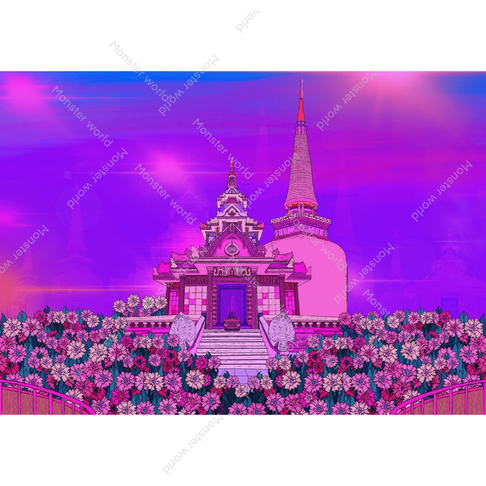 รับวาดภาพประกอบวัดวาอาราม วัดไทย ศิลปะไทย  วาดภาพดิจิตอล
