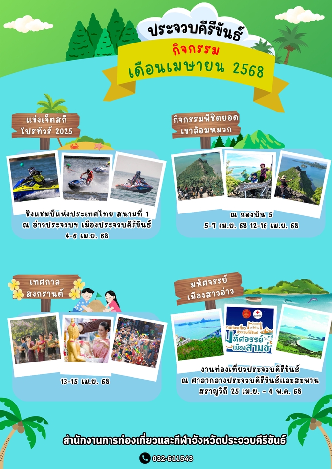 รับทำ infographic ประจวบคีรีขันธ์ กิจกรรมเดือนเมษายน 2568 เทศกาลสงกรานต์ ออกแบบ infographic ราคาถูก