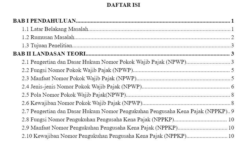 Pembuatan Daftar Isi Daftar Tabel Kutipan Dan Daftar Pustaka Dengan 