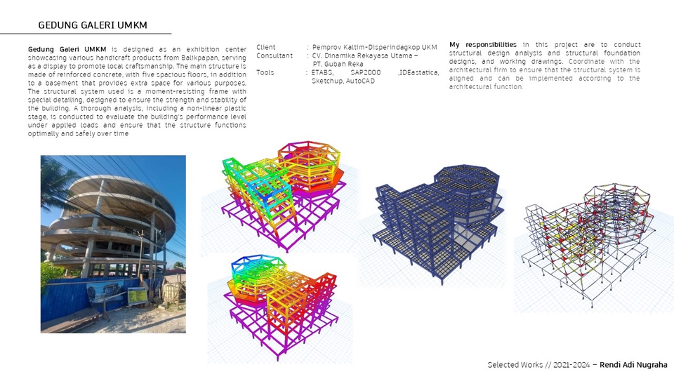 Jasa drafter arsitektur, drafter autocad, pembuatan autocad, drafter interior, autocad murah untuk gedung galeri UMKM dengan desain struktur baja.