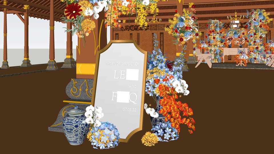 Jasa ilustrasi digital dengan ilustrasi desain undangan pernikahan dan desain peta