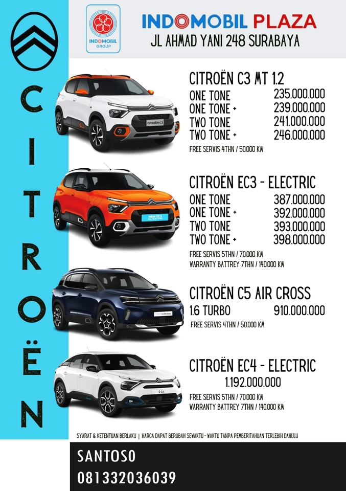 Jasa desain banner instagram untuk promosi mobil Citroen dengan harga mulai 235.000.000.