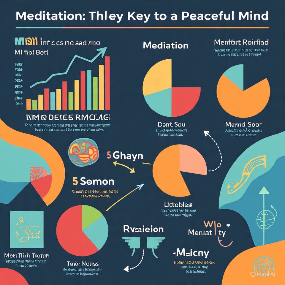 Desain infografis murah tentang meditasi untuk ketenangan pikiran. Buat infografis online, jasa desain infografis.