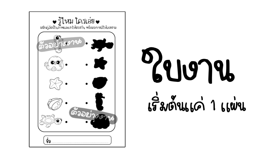 ใบงานวาดภาพประกอบสำหรับเด็ก เรียนรู้การจับคู่ภาพ