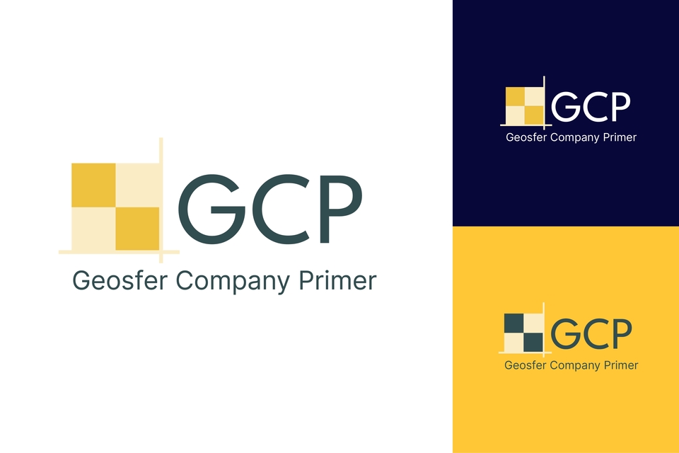 Desain logo GCP, jasa pembuatan logo perusahaan, logo dengan desain kotak-kotak.