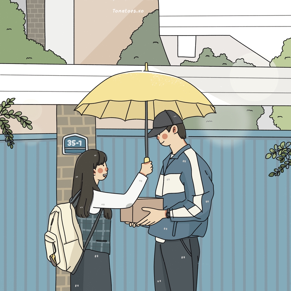 รับวาดรูปการ์ตูน คู่รักน่ารัก สไตล์การ์ตูนญี่ปุ่น วาดการ์ตูนมินิมอล
