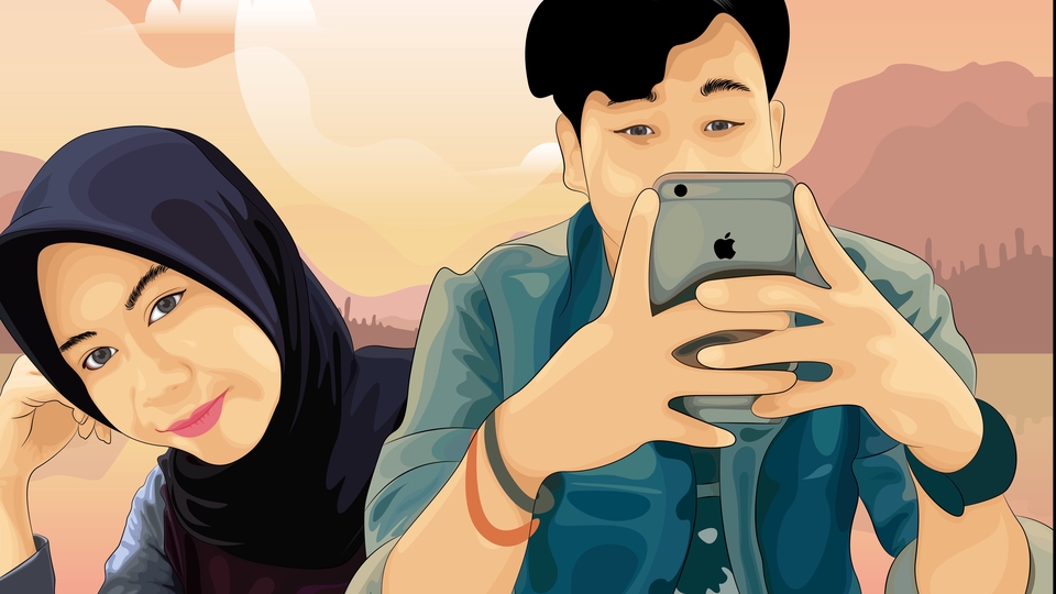 Desain Vektor Foto Potrait Untuk Kado