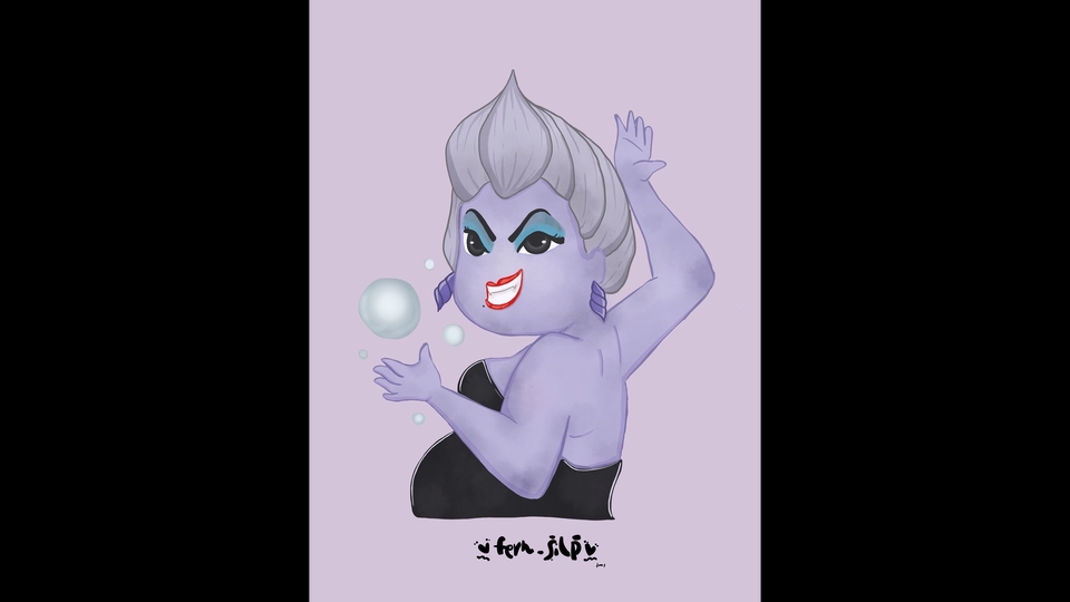 รับวาดภาพเหมือน Ursula ในสไตล์การ์ตูน