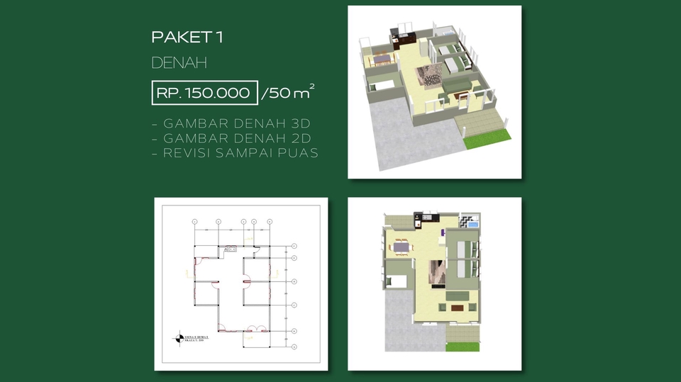 CAD Drawing - Denah Rumah Autocad & Sketchup (2D-3D) - 1