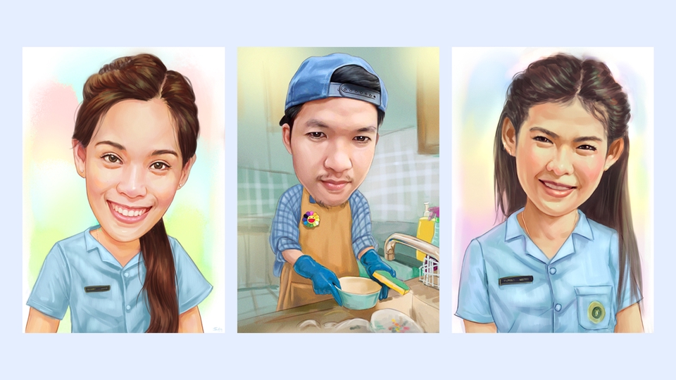 รับวาดภาพล้อเลียน รูปการ์ตูน วาดภาพคน วาดรูป ภาพเหมือน ล้อเลียน คน งานศิลปะ