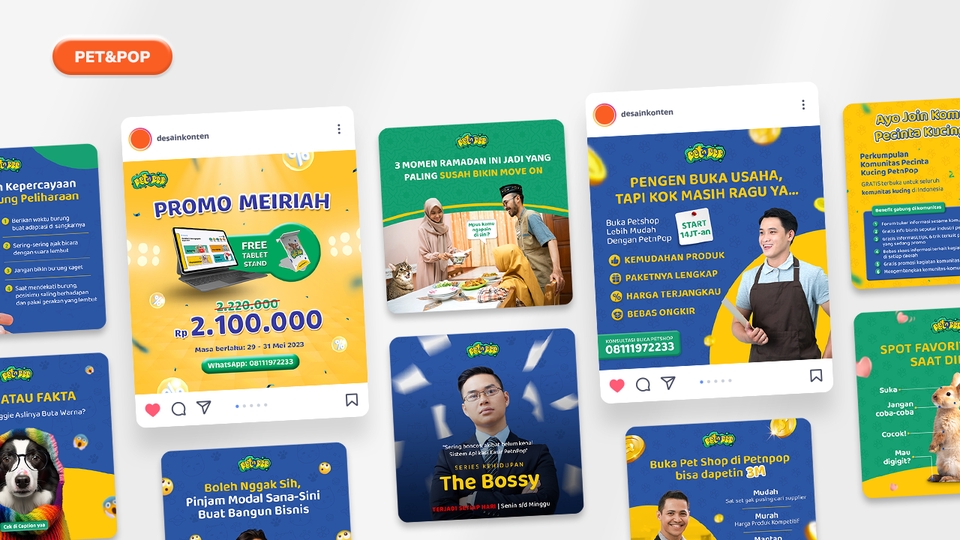 Desain Konten Media Sosial untuk PetnPop (Aplikasi Penunjang Toko Hewan Peliharaan)