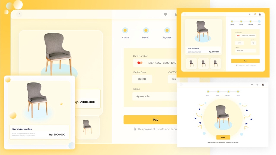 Desain UI UX untuk aplikasi mobile dengan mock up website dan aplikasi.