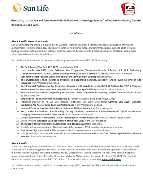Sun Life Financial Indonesia penghargaan jasa keuangan 2019-2021: Daftar lengkap penghargaan jasa keuangan yang diterima Sun Life Financial Indonesia dari tahun 2019 hingga 2021, termasuk kategori dan keterangannya.