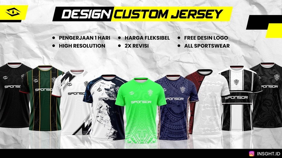 Jasa Desain Berbagai Jersey (Futsal / Bola, Basket, Sepeda, dll) - DESAIN JERSEY FUTSAL, BASKET, BADMINTON & SPORTSWEAR LAINNYA JADI DALAM 1 HARI