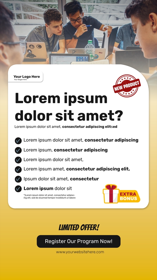 Banner Online - Poster Banner Iklan untuk Bahan Creative Ads dengan Style Clean Modern Gradient Model Orang Asli - 5