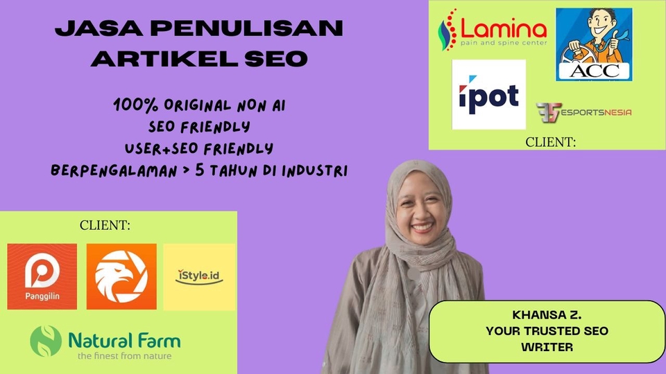Jasa Penulisan Artikel SEO, 100% Original, Non-AI, User & SEO Friendly, Berpengalaman