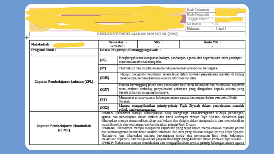 Jasa entry data untuk mata kuliah dengan detail capaian pembelajaran
