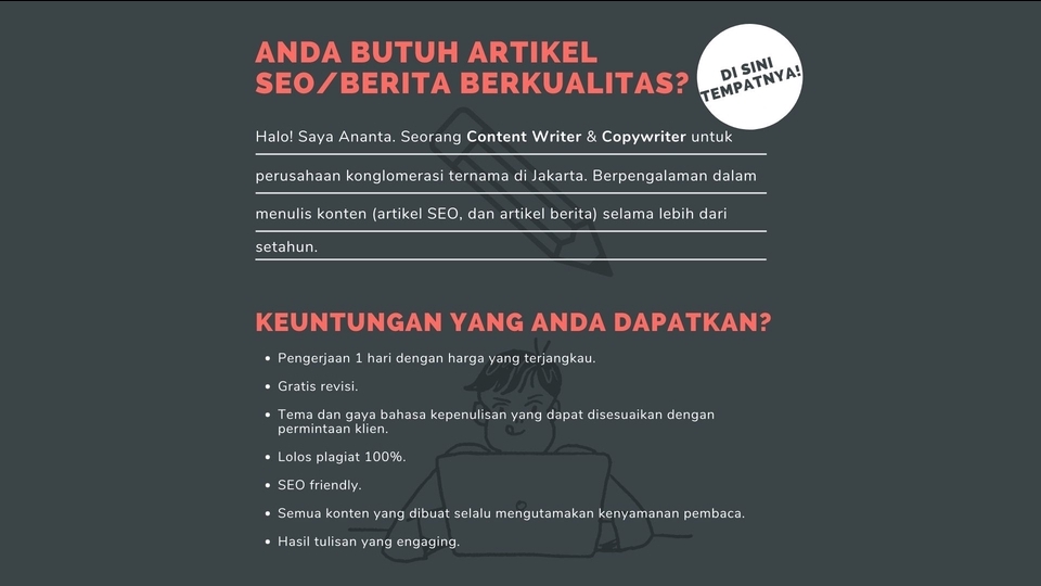 Penulisan Konten - Jasa tulis artikel SEO & berita (nyaman dibaca dan berkualitas!) - 1
