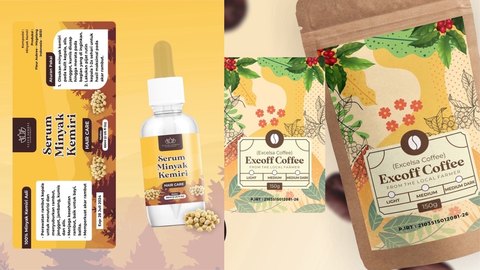 Jasa desain kemasan produk makanan dengan desain label unik, desain stiker makanan, desain kotak makanan, desain kotak nasi, desain kemasan minuman dan desain botol, dengan konsep profesional dan berkualitas tinggi.