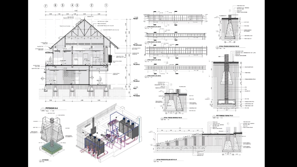 CAD Drawing - Jasa Gambar Kerja BIM - DED (ARS, STR, MEP) dengan REVIT - 1