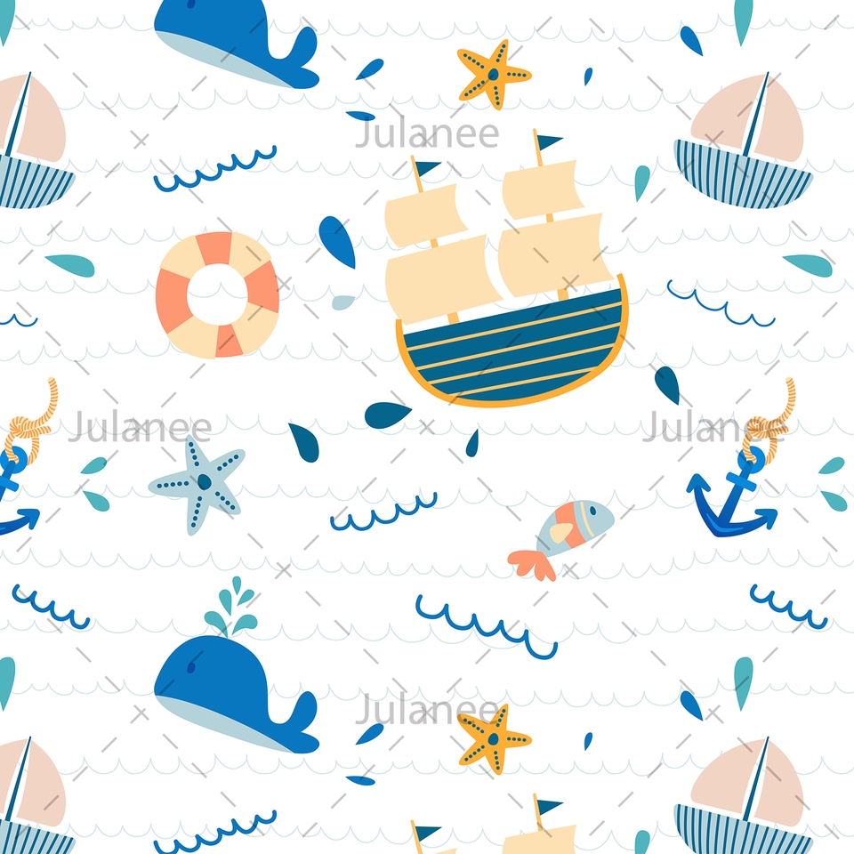 ออกแบบลายผ้า - รับออกแบบลายผ้า Pattern/Repeat สไตล์ Flat - 13