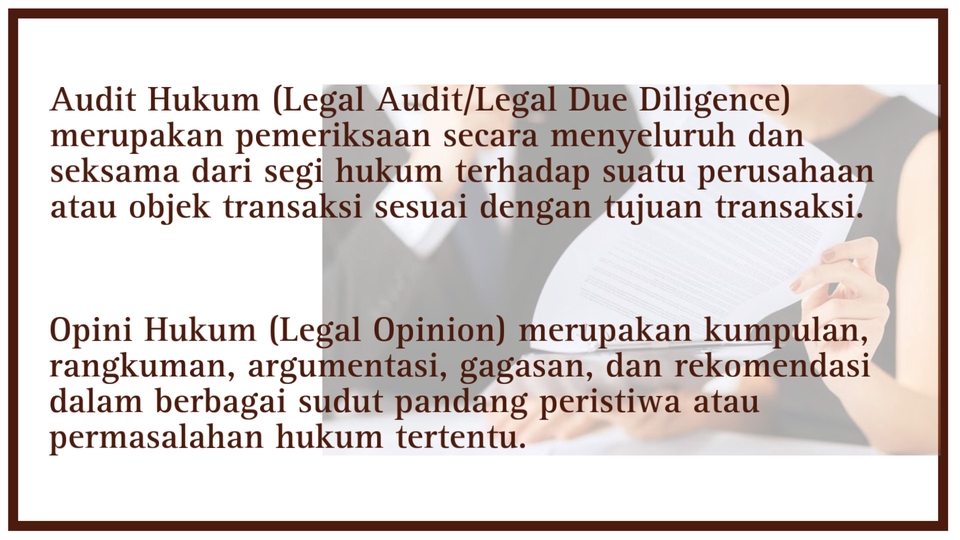 Hukum - Audit Hukum & Opini Hukum (Legal Due Diligence & Legal Opinion) - 2