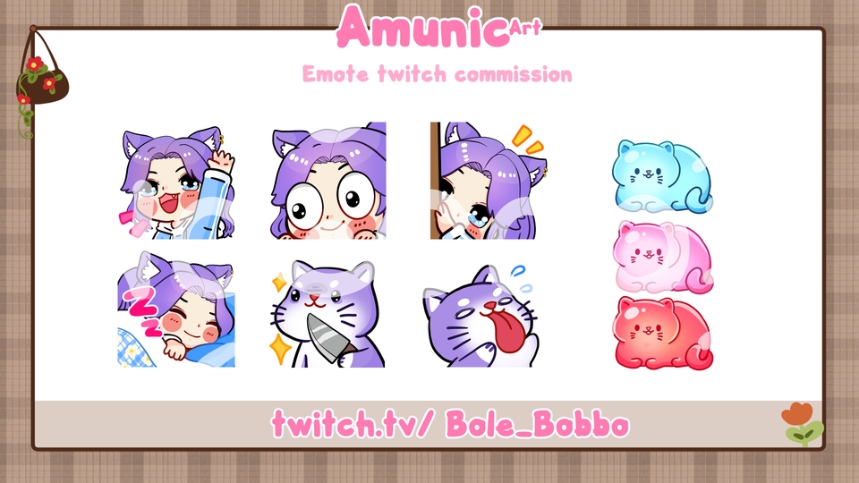 ออกแบบสติ๊กเกอร์ไลน์น่ารัก twitch emote