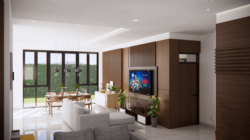 Jasa desain interior rumah minimalis modern dengan render 3d.