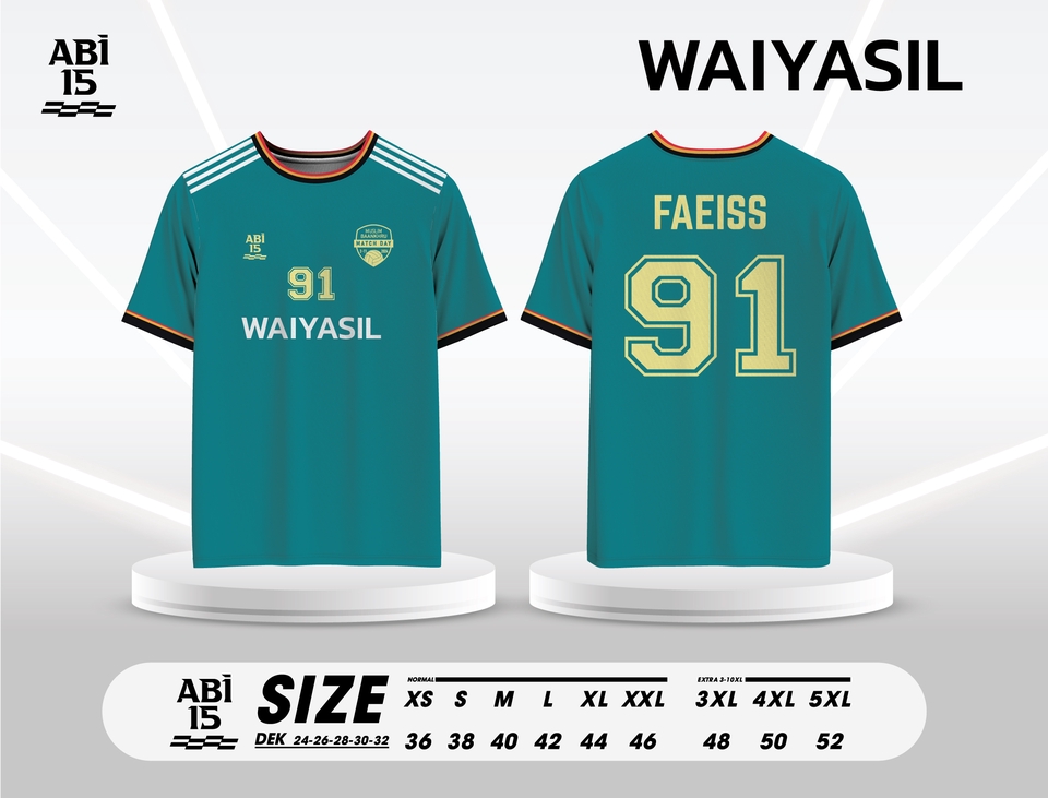 รับสกรีนเสื้อกีฬา ฟุตบอล สีเขียว เทมเพลต สกรีนลาย 91 FAEISS waiyasil