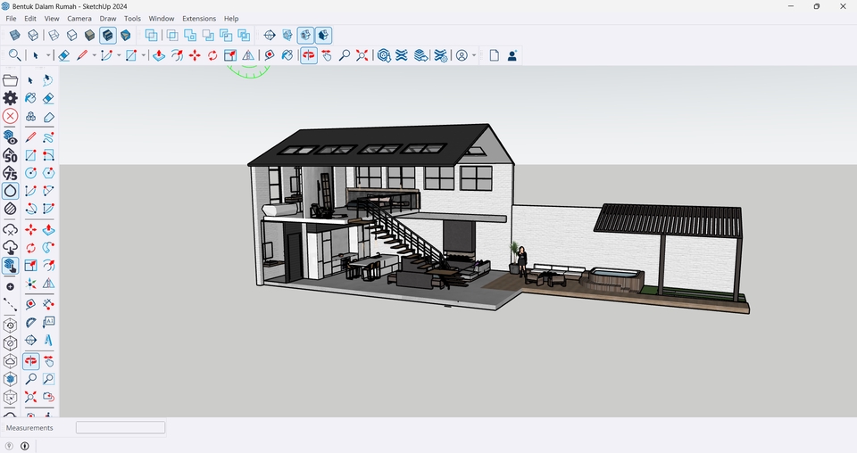Desain Rumah Minimalis Modern dengan Taman Belakang - Jasa Arsitek dan Desain Interior 3D