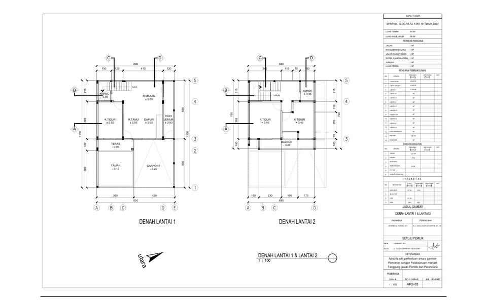 Jasa drafter autocad freelance untuk desain denah lantai 1 dan 2