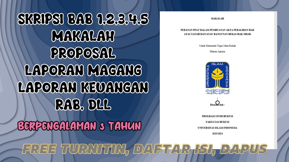 Jasa Lainnya di Penulisan dan Penerjemahan - MAKALAH | JURNAL | PROPOSAL | LAPORAN PRAKTIKUM
