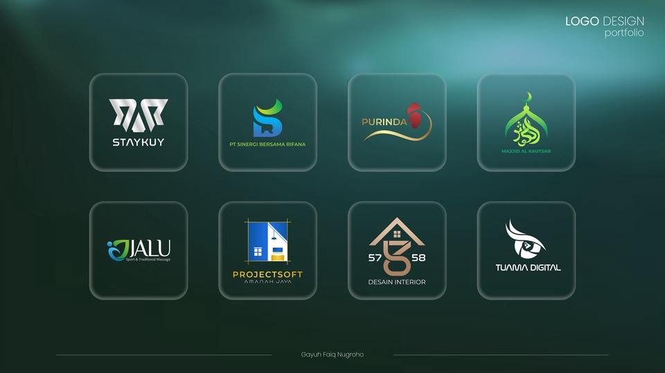 Jasa desain logo profesional dan kreatif, meliputi logo untuk perusahaan, restoran, cafe, olshop, komunitas, club bola, esport, dan website.