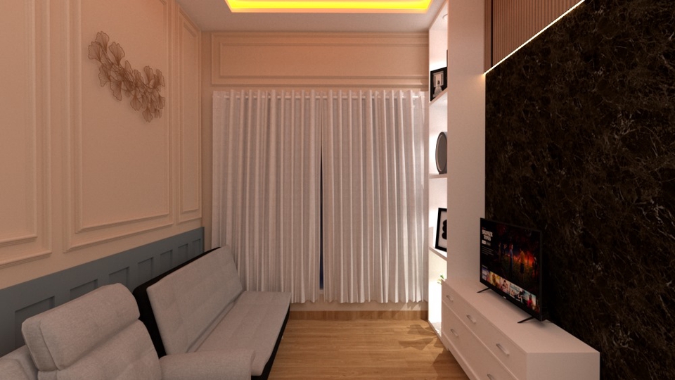 Desain interior ruang tamu minimalis dengan sofa dan televisi, desain interior rumah, jasa desain interior rumah, jasa desain interior, interior desain, desain rumah, desain interior ruang tamu.