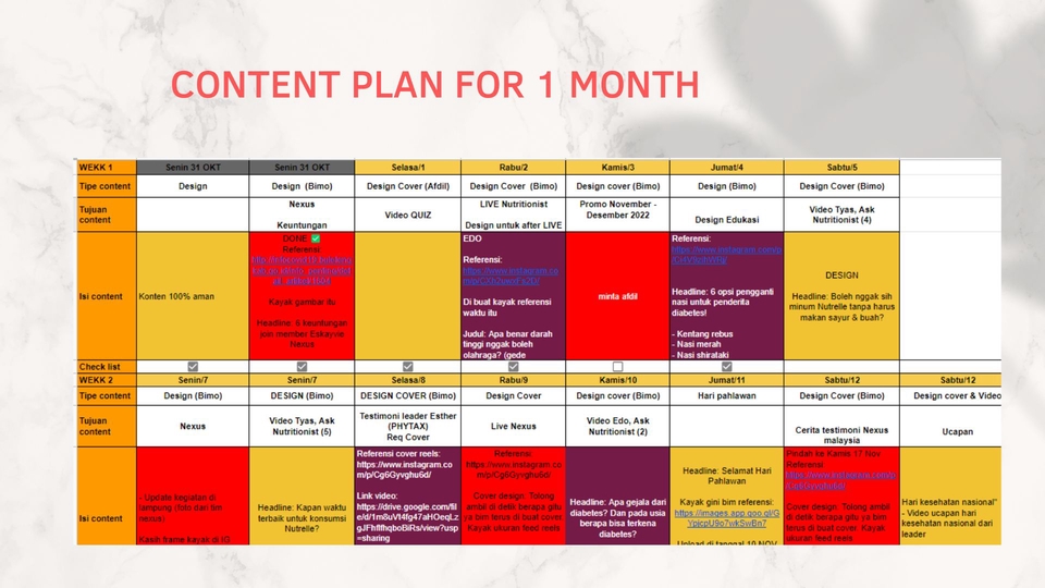 Content plan I Content writer I Instagram