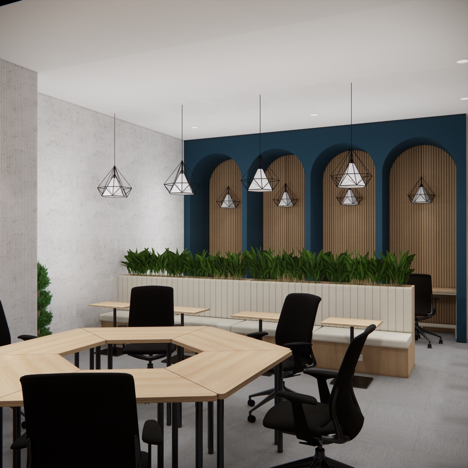 Jasa Desain Interior Kantor Minimalis Modern: Render 3D Desain Ruang Kerja