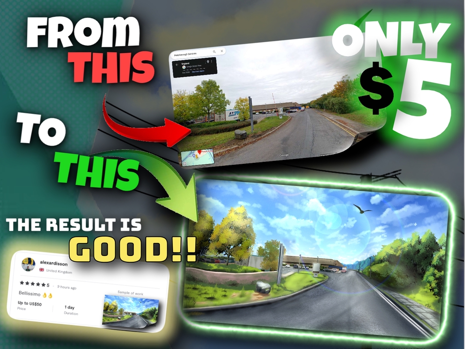 Jasa Ilustrasi Digital: Gambar ilustrasi jalan yang asri dan realistis, hasil dari desain vektor ilustrasi yang diubah dengan efek sketsa dan kartun