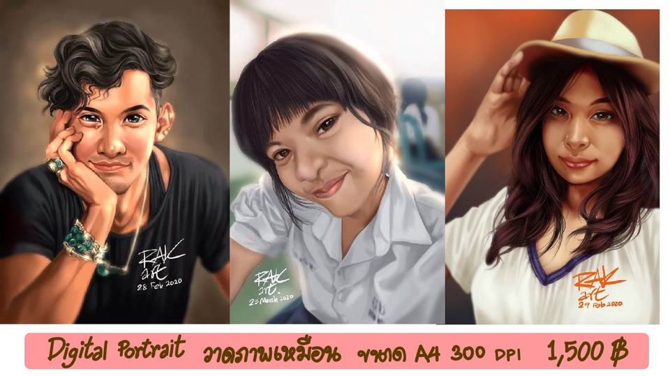 วาดภาพเหมือน Portrait - รับวาดภาพเหมือน Digital Portrait / ภาพล้อเลียน Digital Caricature / Chibi/SD น่ารักๆ จากรูปของคุณ - 2