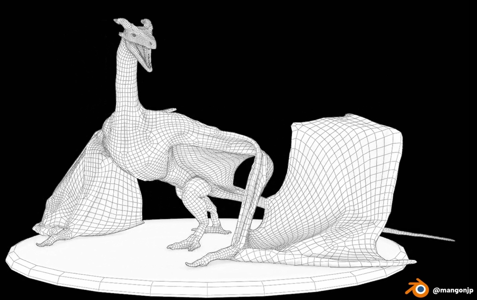 รับปั้นโมเดล3D มังกรWireframe แบบจำลอง3มิติ บริการสร้างแบบจำลองสามมิติ