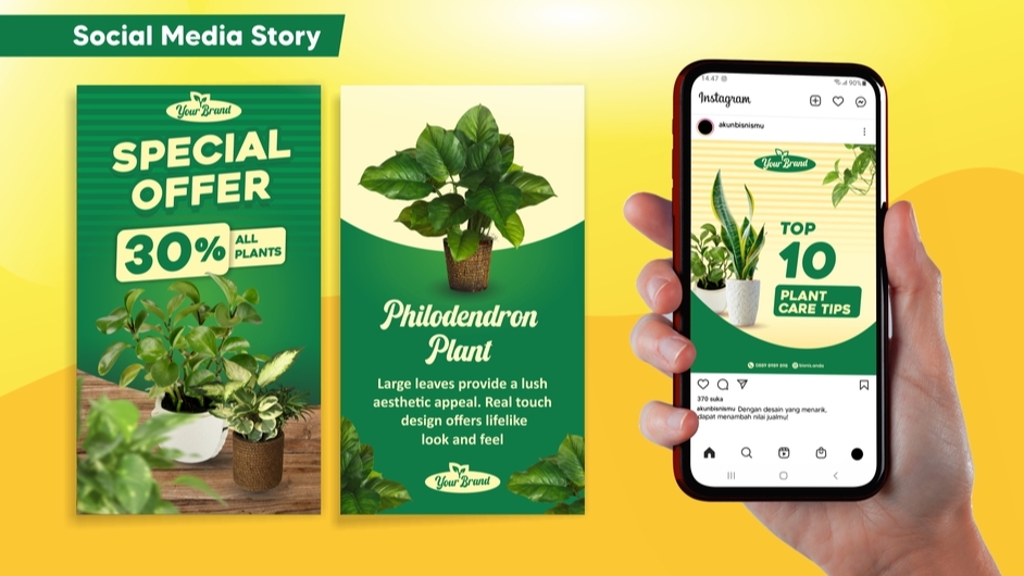 Desain banner Instagram promosi tanaman, template banner untuk website dan media sosial. JASA BUAT BANNER INSTAGRAM, desain banner online, jasa desain banner instagram, desain gambar promosi.