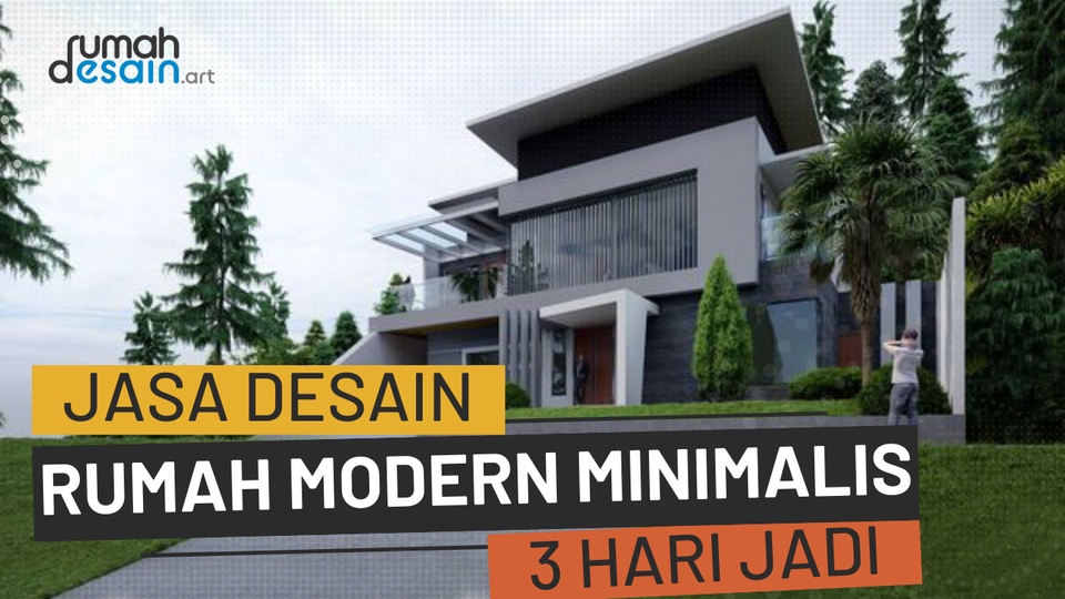 3D & Perspektif - Desain Rumah Modern Minimalis, Cafe, Villa, Restoran. Selesai 1 hari - 1