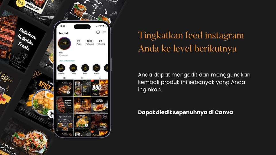 Banner Online - 90 Template Instagram Untuk Restoran, Template Canva, Instagram Makanan, Desain Bisnis Makanan - 2