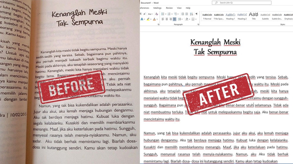 Jasa ketik bisa dari buku/pdf/jpg ke microsoft word